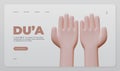 Du`a Landing Page Template With 3D Rendering Of Islamic Pray Hand Gesture